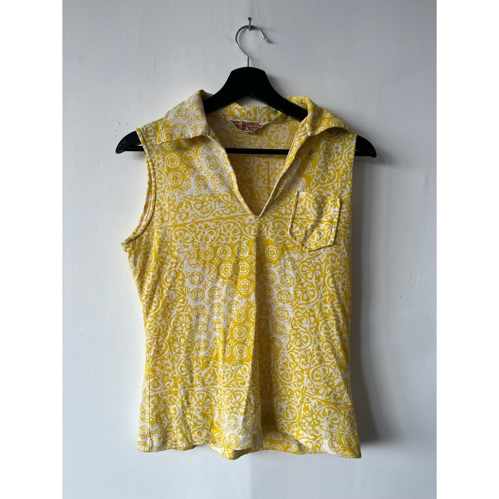 Vintage‎ Koret of California Shirt Womens Small Floral Sleeveless 60s Mod Top